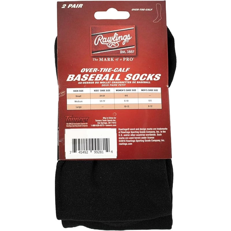 Rawlings Womens Athletic Baseball Socks 2 Pair, Black, Small US - Image 4